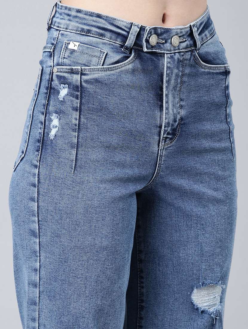 women distressed mid rise straight fit jeans - 22504802 -  Standard Image - 1