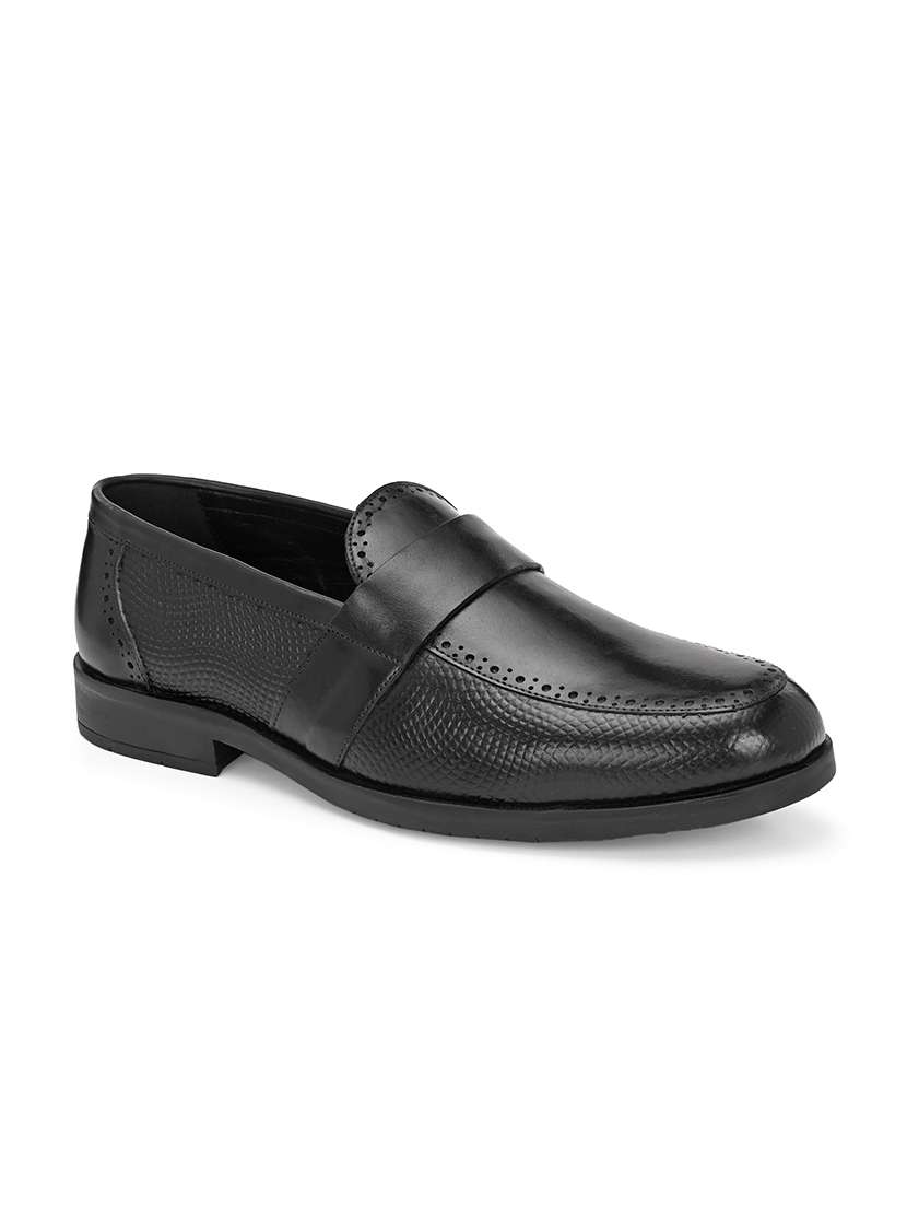 men black slip on brouge - 22504804 -  Standard Image - 1