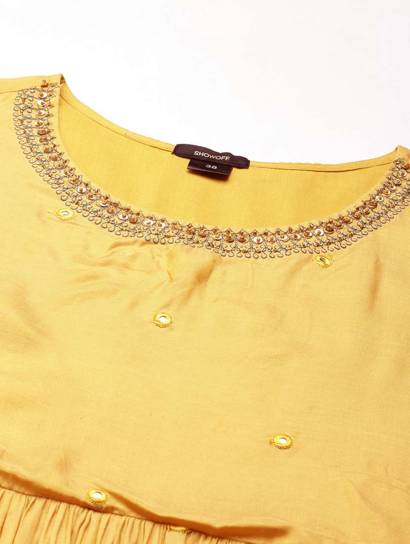 women embroidered round neck tiered kurta - 22504828 -  Standard Image - 6