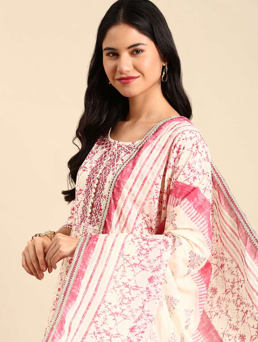 Women Printed Round Neck Kurta And Pant Set With Dupatta - 22504884 -  Standard Image - 1