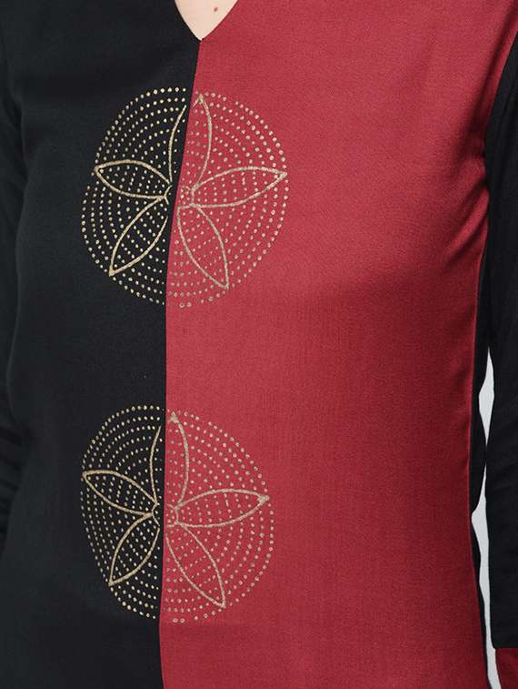 women color block three quarter sleeve straight kurta - 22504895 -  Standard Image - 4