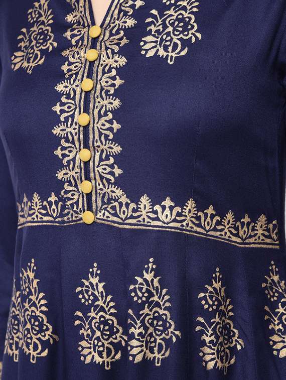 women printed three quarter sleeve anarkali kurta - 22504896 -  Standard Image - 4