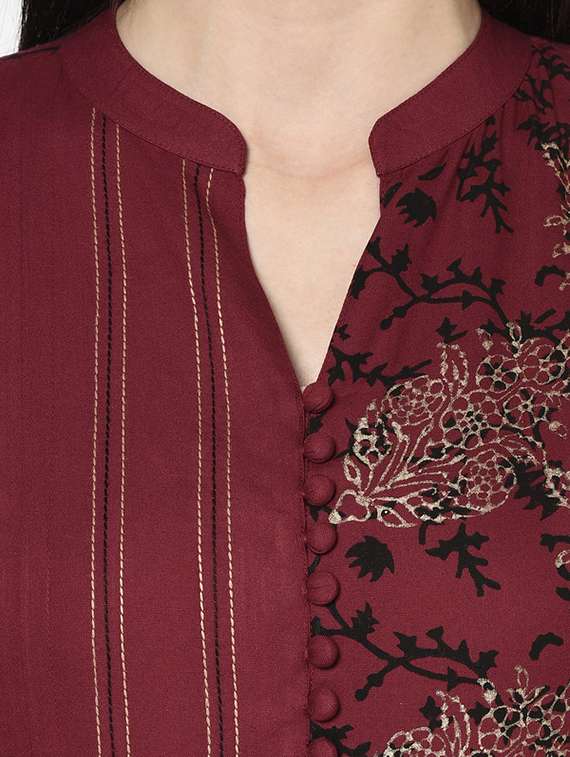 women printed three quarter sleeve anarkali kurta - 22504903 -  Standard Image - 1