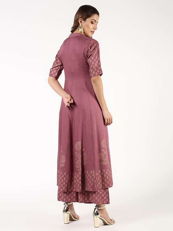 Women Printed Roll Up Sleeve Kurta Palazzo Set - 22504913 -  Standard Image - 4