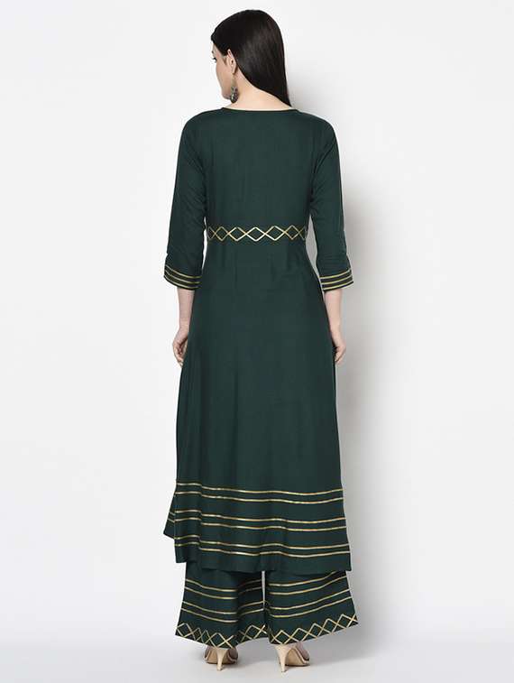 Women Gotta Work Three Quarter Sleeve Kurta Palazzo Set - 22504917 -  Standard Image - 4