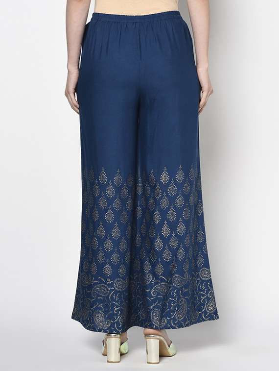 women printed mid rise flared palazzo - 22504929 -  Standard Image - 4