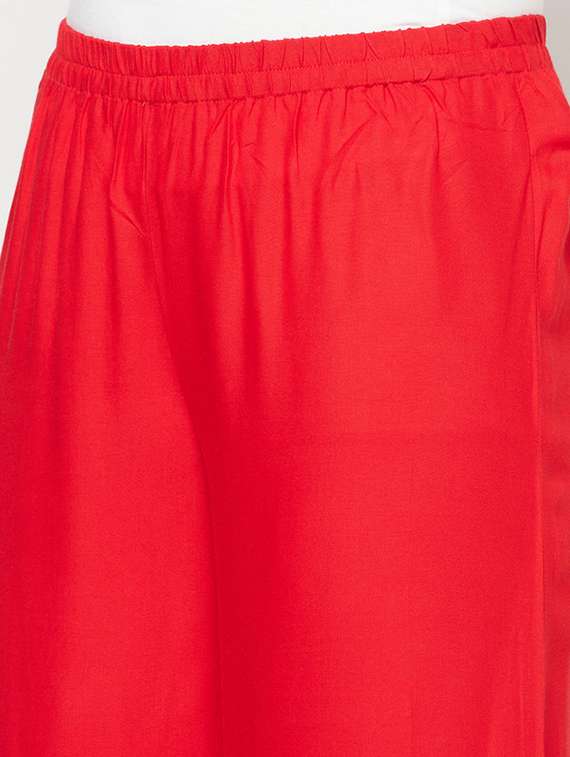 women solid mid rise flared palazzo - 22504934 -  Standard Image - 1