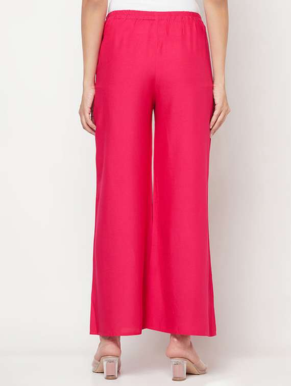 women solid mid rise flared palazzo - 22504935 -  Standard Image - 4