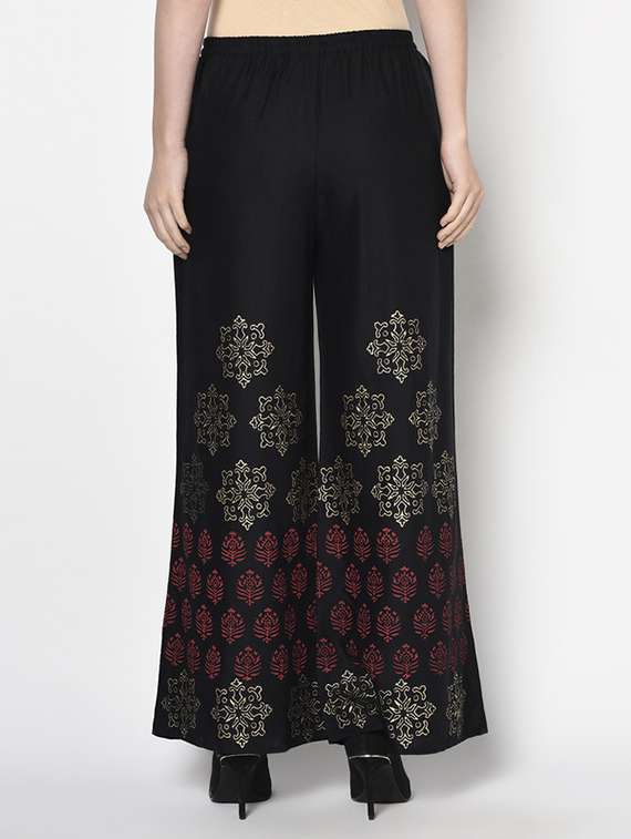 Women Printed Mid Rise Flared Palazzo - 22504939 -  Standard Image - 4