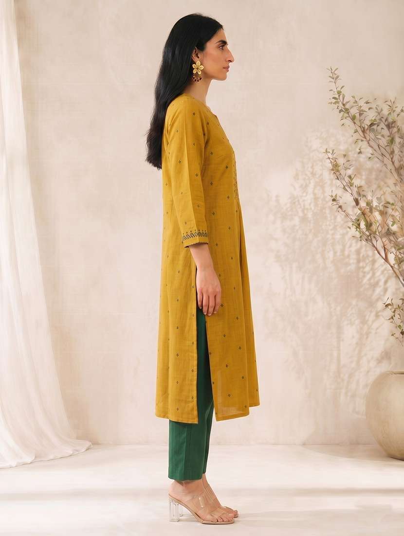 women self design three quarter sleeve a-line kurta - 22504943 -  Standard Image - 4