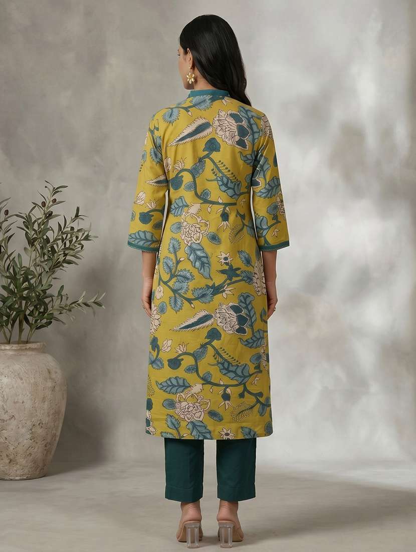 women floral three quarter sleeve a-line kurta - 22504948 -  Standard Image - 4