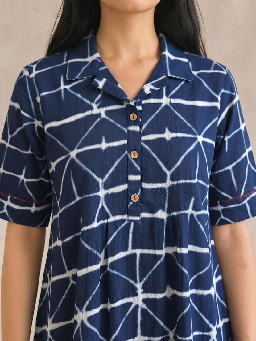 women printed collared a-line dress - 22504958 -  Standard Image - 1