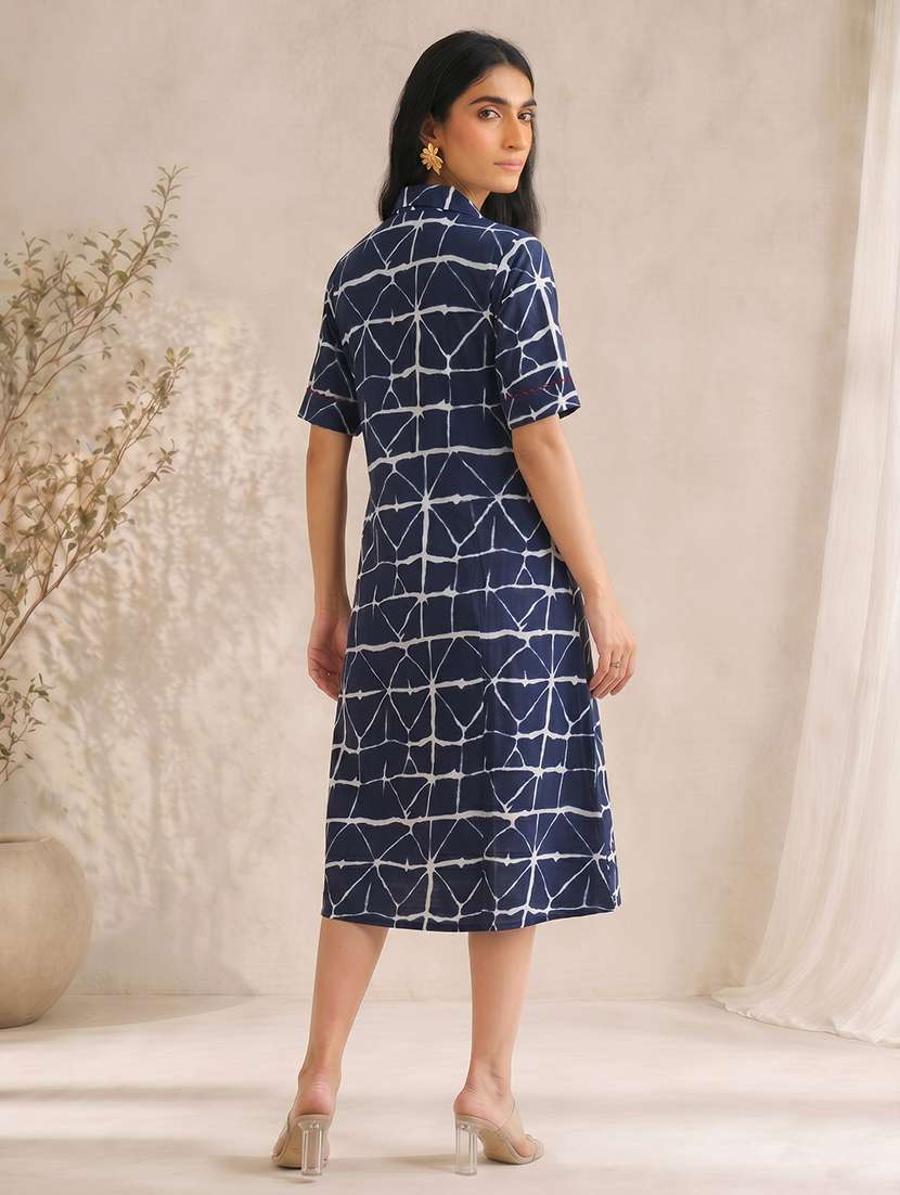 women printed collared a-line dress - 22504958 -  Standard Image - 4