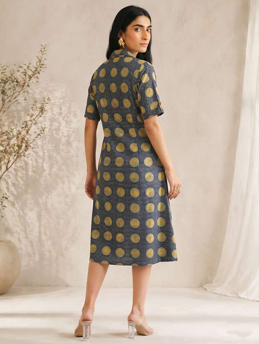 women printed collared a-line dress - 22504959 -  Standard Image - 4