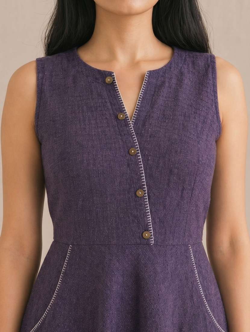 women solid sleeveless fit and flare dress - 22504960 -  Standard Image - 1
