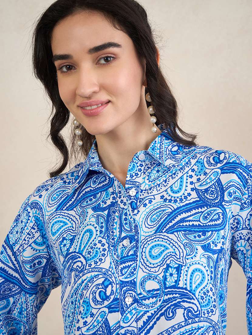 women printed long sleeves shirt dress - 22504986 -  Standard Image - 1