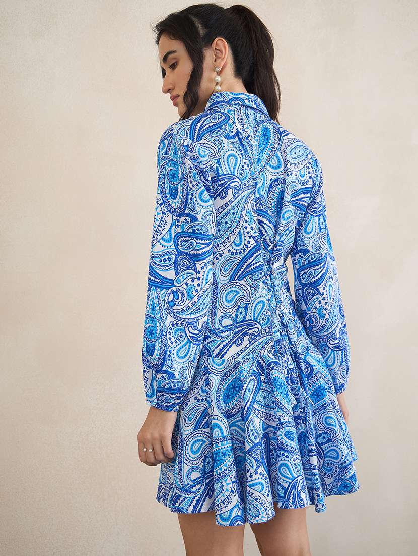 women printed long sleeves shirt dress - 22504986 -  Standard Image - 4
