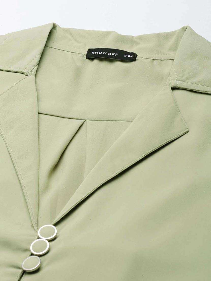 women solid shirt collar crop top - 22505004 -  Standard Image - 6