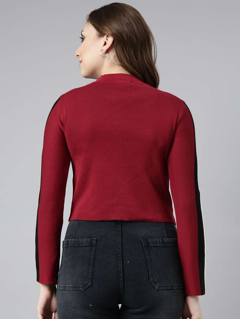 women colourblocked mock neck regular top - 22505041 -  Standard Image - 4