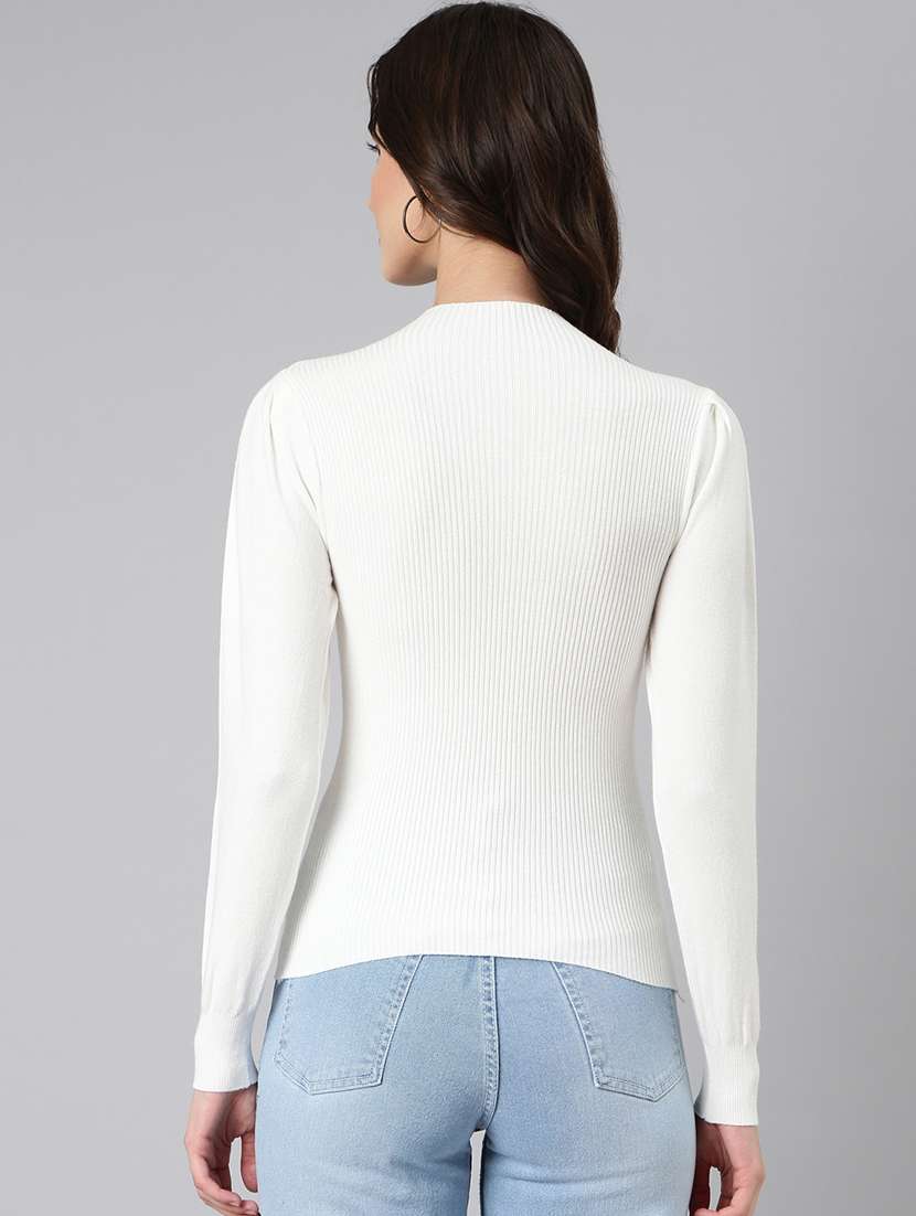 Women Solid Mock Neck Long Sleeves Regular Top - 22505048 -  Standard Image - 4