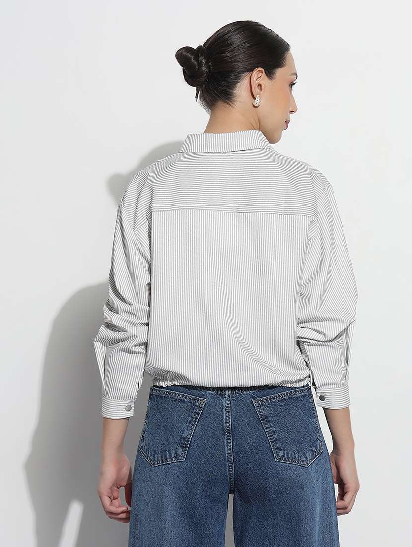 women striped long sleeves regular shirt - 22505050 -  Standard Image - 4
