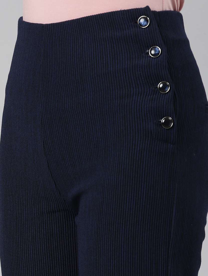 women solid high rise straight fit trouser - 22505069 -  Standard Image - 1