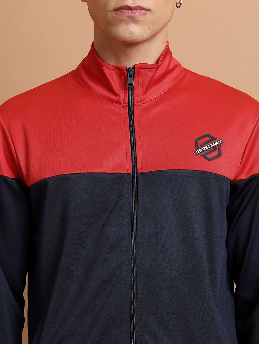 men color block long sleeve full length track suit - 22505085 -  Standard Image - 1