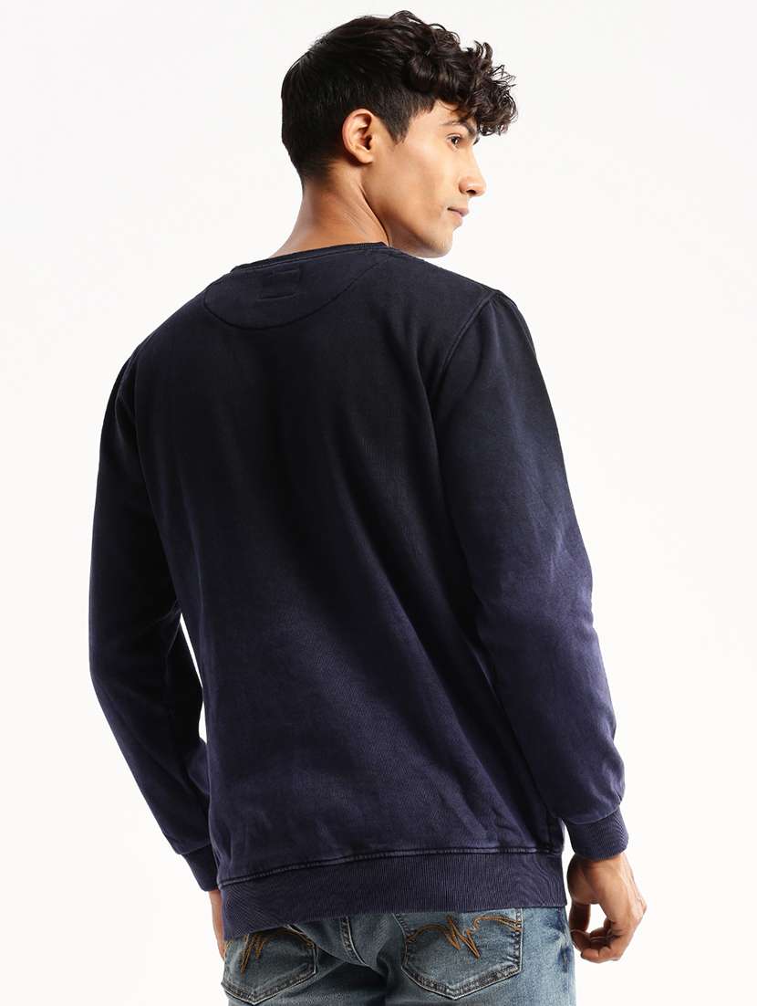 navy blue cotton chest print sweatshirt - 22505176 -  Standard Image - 4