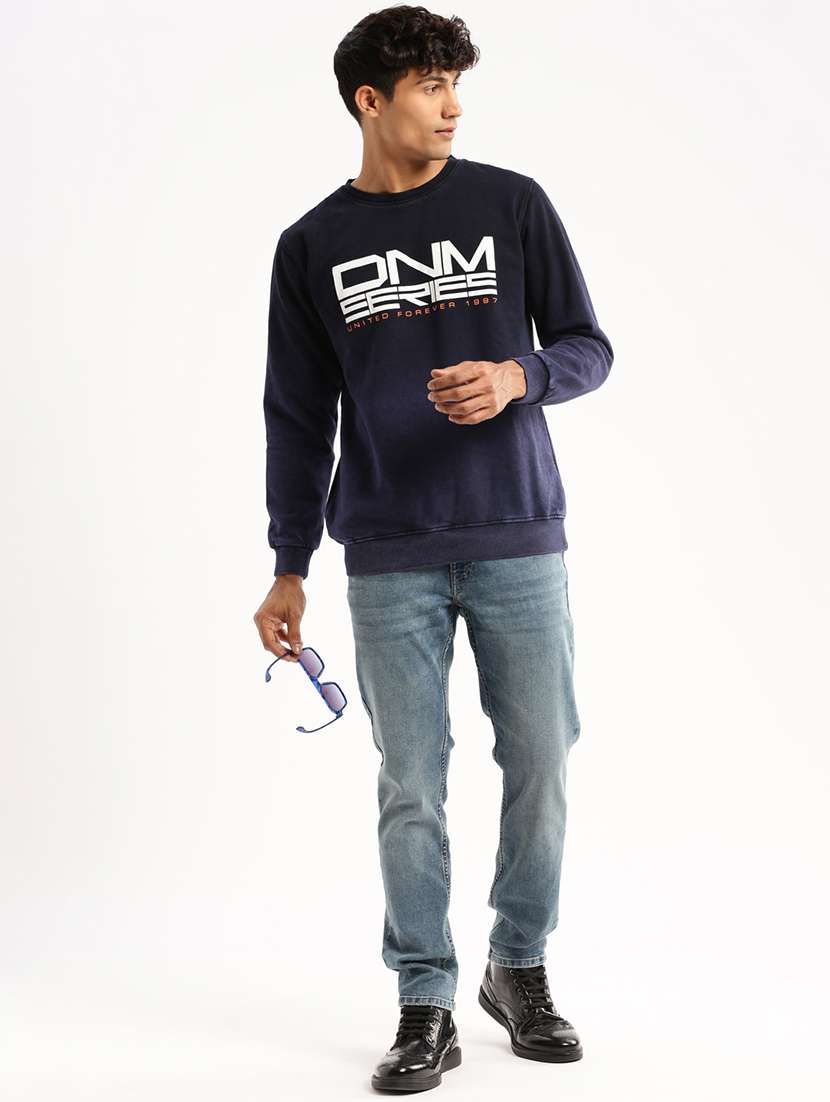 navy blue cotton chest print sweatshirt - 22505176 -  Standard Image - 6