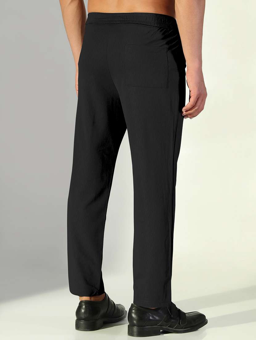 men solid low rise flat front casual trouser - 22505179 -  Standard Image - 4