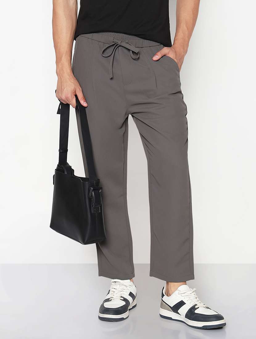 men solid low rise relaxed fit track pant