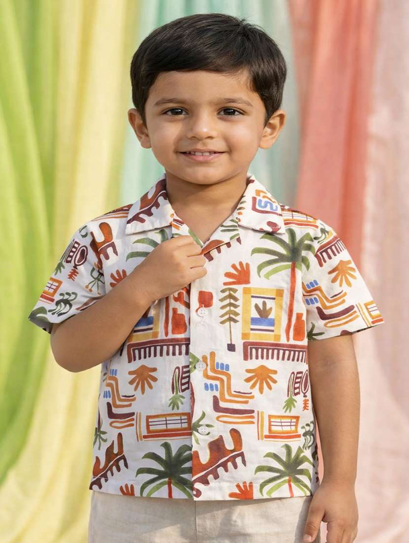 boys printed short sleeve casual shirt