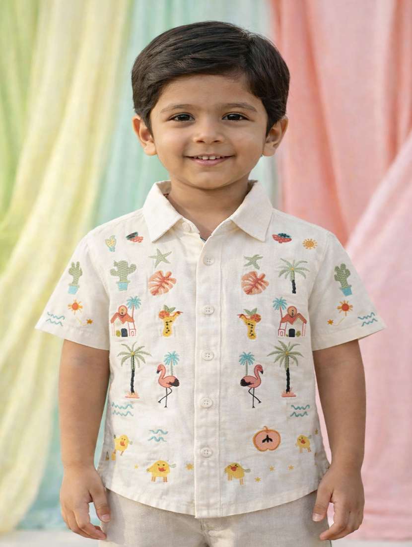 boys printed short sleeve casual shirt