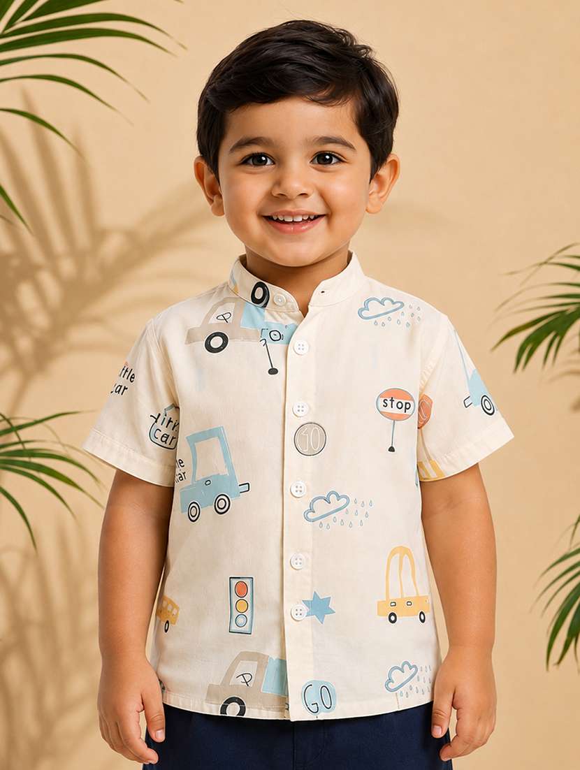 boys printed short sleeve casual shirt