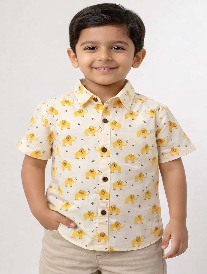 boys printed short sleeve casual shirt