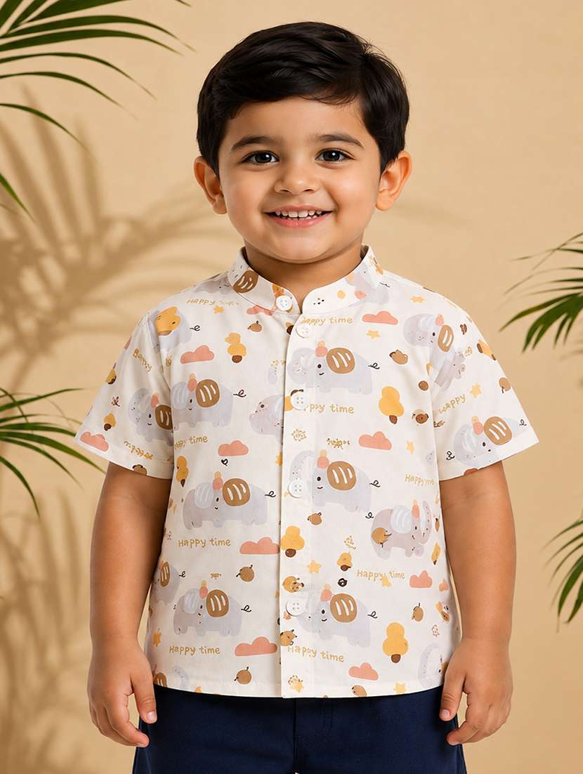 boys printed short sleeve casual shirt