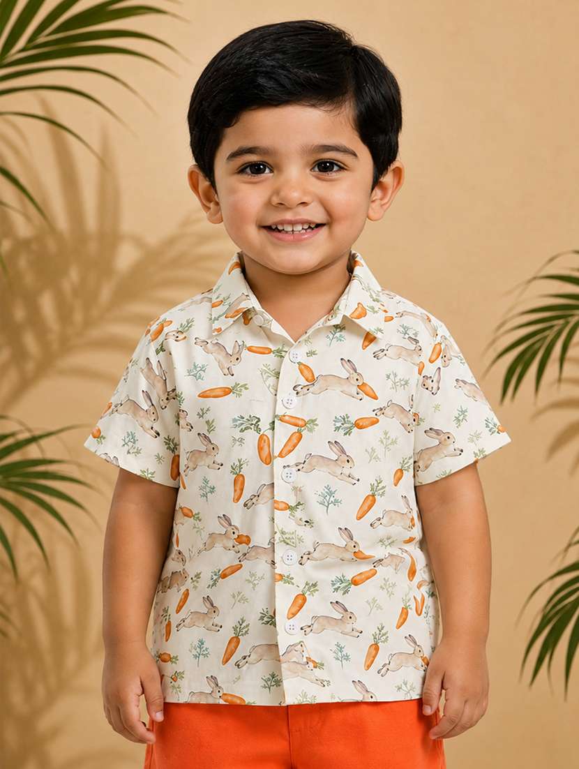 boys printed short sleeve casual shirt