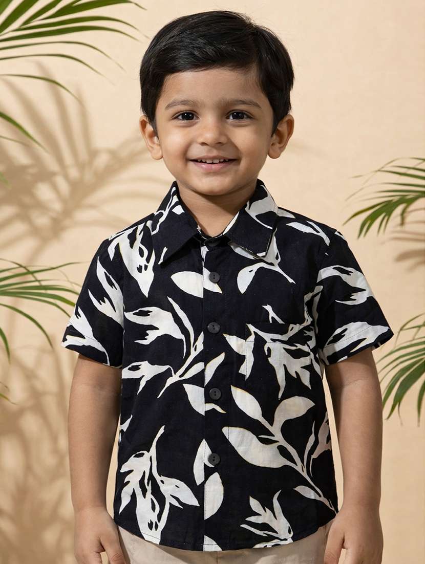 boys printed short sleeve casual shirt