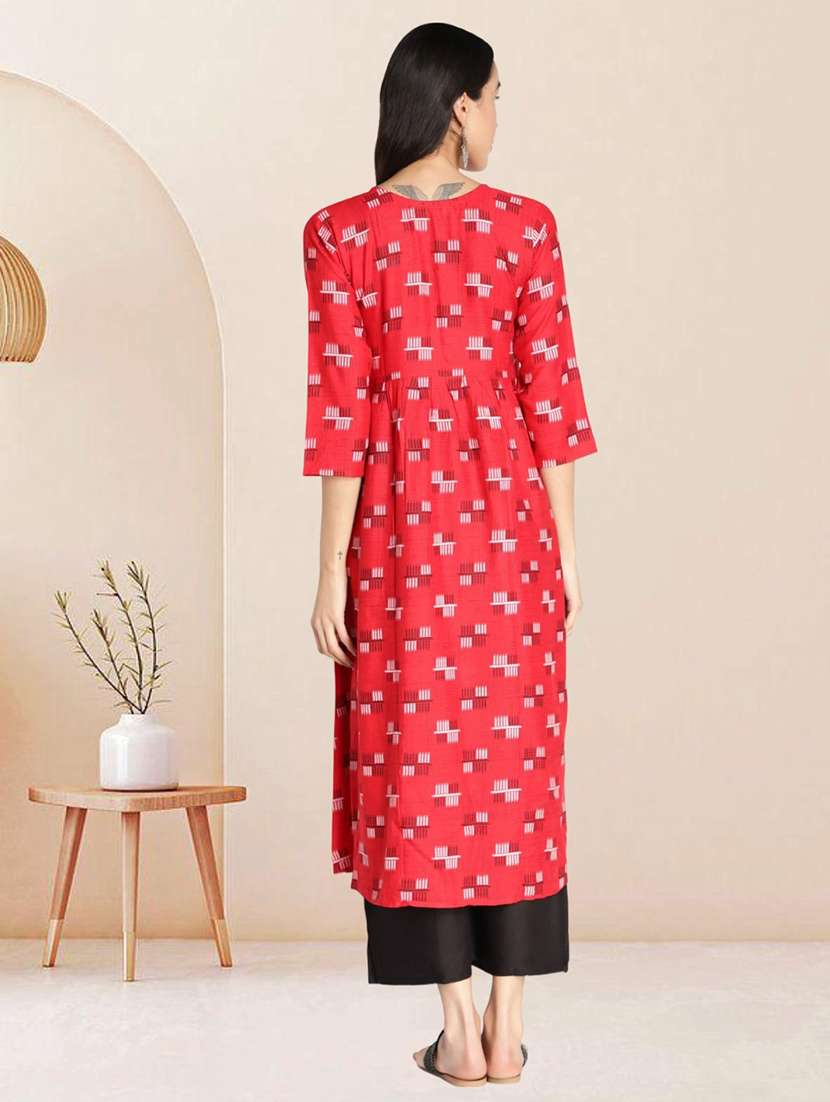 women printed round neck kurta and pant set - 22505217 -  Standard Image - 4