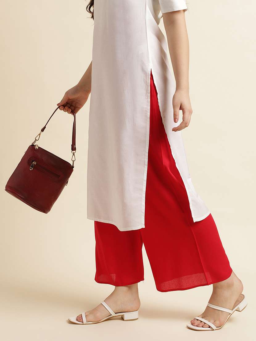 women solid mid rise relaxed fit palazzo