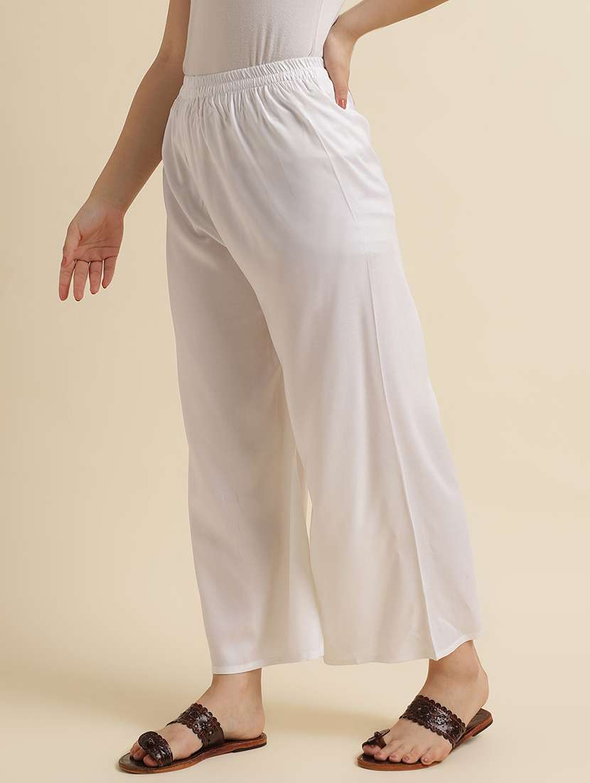 women solid mid rise straight fit palazzo - 22505224 -  Standard Image - 4
