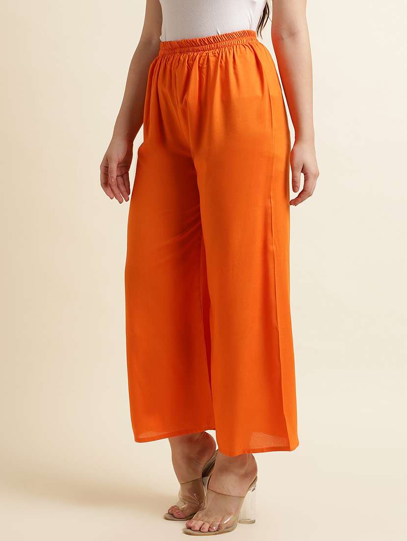 women solid mid rise relaxed fit palazzo - 22505230 -  Standard Image - 4
