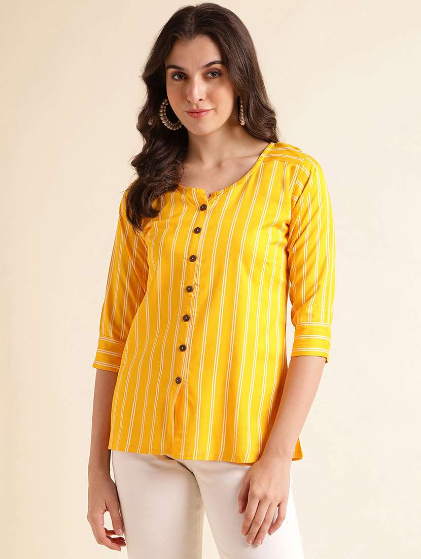 women striped round neck regular top - 22505239 -  Standard Image - 1