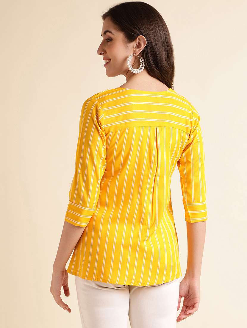 women striped round neck regular top - 22505239 -  Standard Image - 4