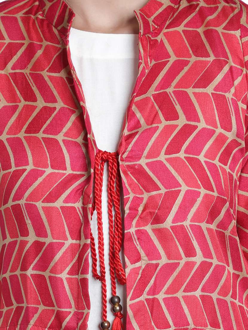 women printed three quarter sleeves jacket - 22505254 -  Standard Image - 1