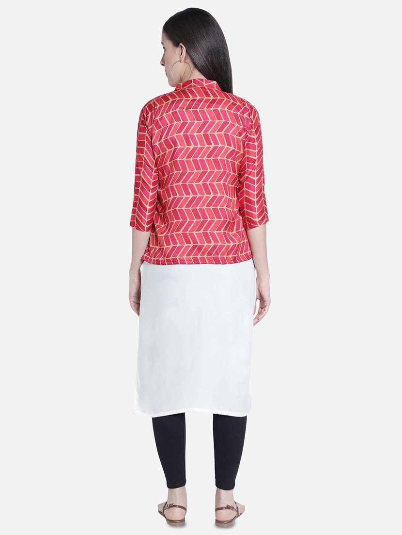 women printed three quarter sleeves jacket - 22505254 -  Standard Image - 4