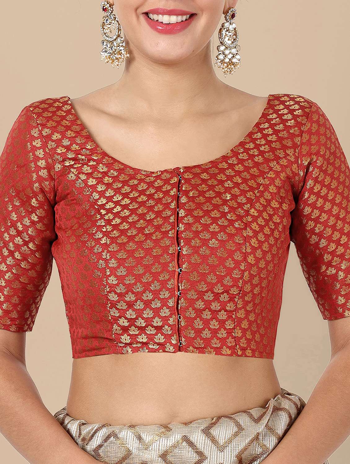 women self design round neck stitched blouse - 22505292 -  Standard Image - 1