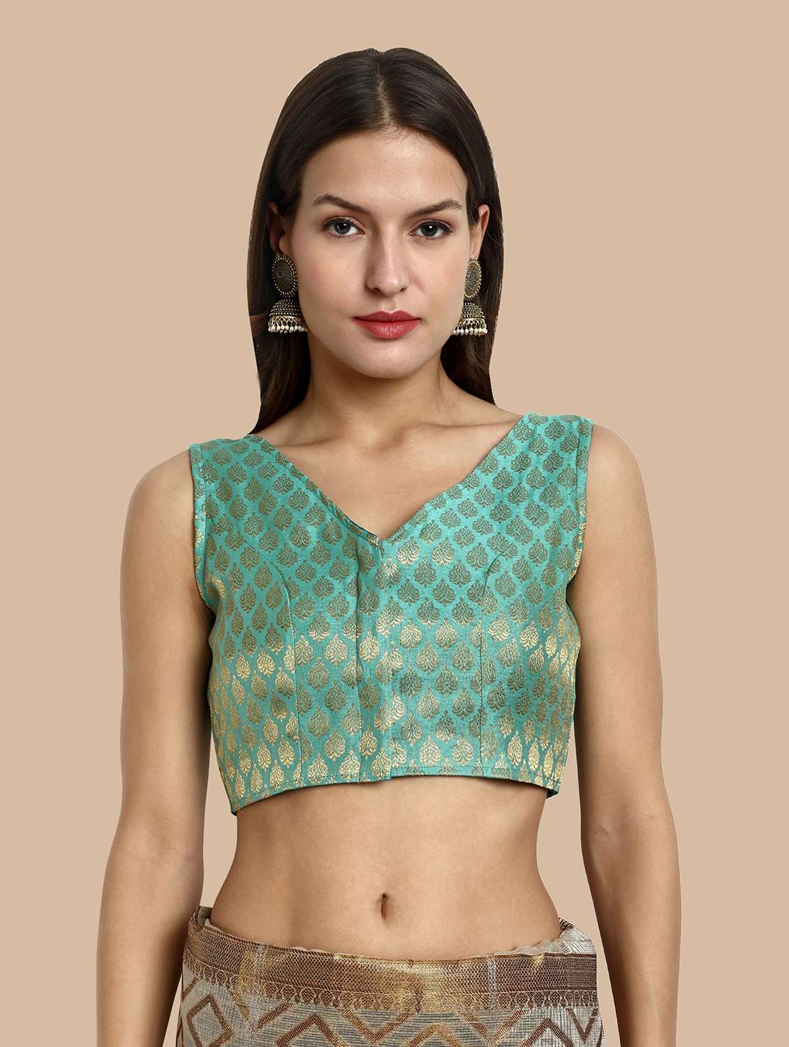 women self design v-neck stitched blouse