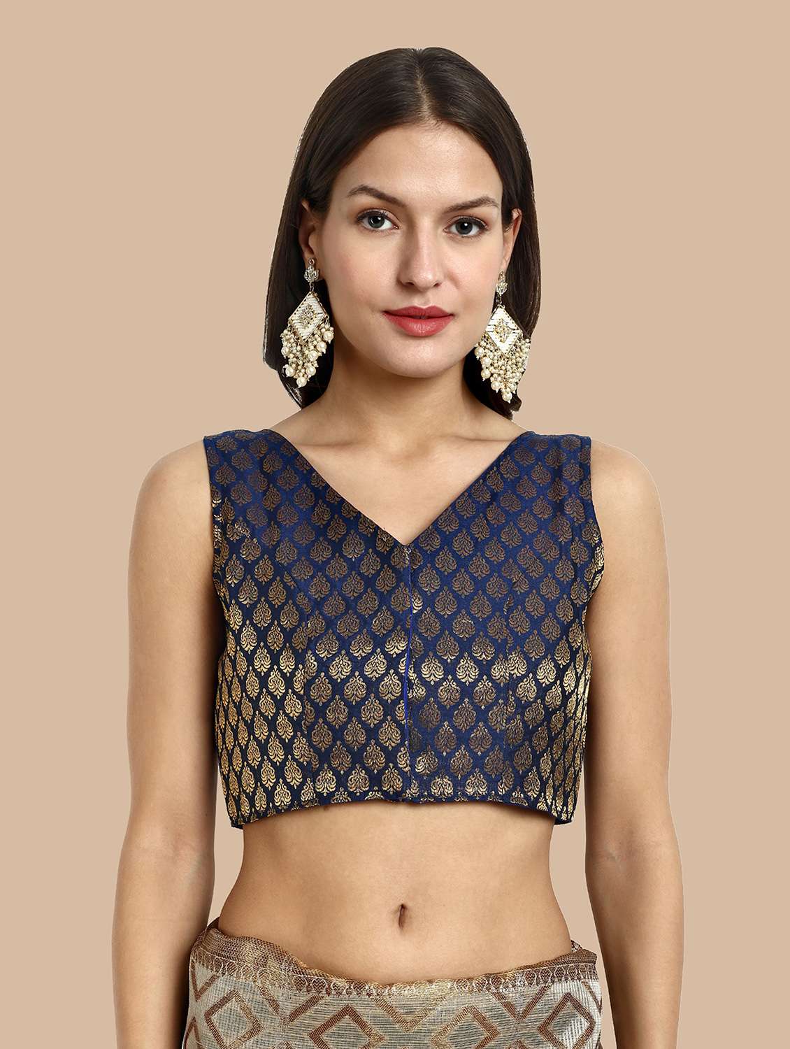 women self design v-neck stitched blouse