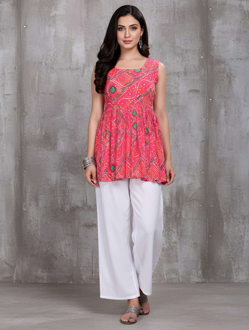 women printed sleeveless flared kurti - 22505308 -  Standard Image - 4
